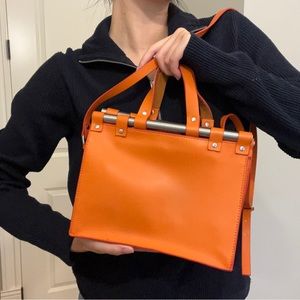 Orange Top Handle Satchel Tote